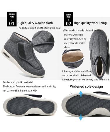 Men's Extra Wide Fit Diabetic Orthopedic Slippers - Adjustable Slip On Sneakers for Swollen Feet - Grey, Size 42 - Buy Online on GoSupps.com