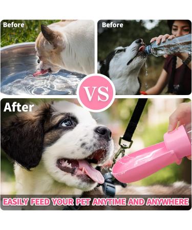 Foldable Dog Water Bottle with Waste Bag and Pet Cup - Portable Leak Proof Puppy Drinking Dispenser - Outdoor Walking or Travel for Dogs, Cats, and Other Animals - 19OZ Pink - Buy Online on GoSupps.com