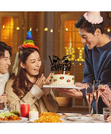 PLIGREAT Happy Birthday Cake Toppers Black Acrylic Cake Toppers Cupcake Toppers Music Cake Topper for Bands Music Players Musicians Birthday Party Cake Decorations Cake Shops Supplies - Buy Online on GoSupps.com