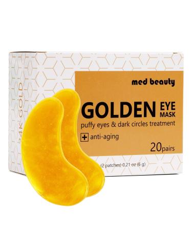 24K Gold Under Eye Patches Eye Masks For Dark Circles And Puffiness with anti-aging effect 20 pairs 40 pcs [medbeauty] - Buy Online on GoSupps.com