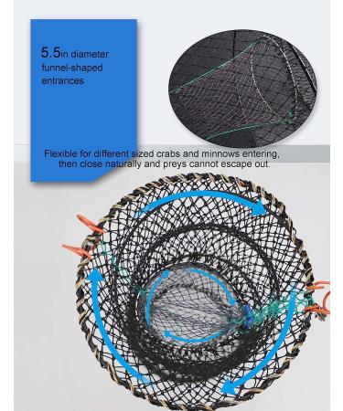 Hlotmeky Crab Trap - Minnow & Bait Traps - 10m Hand Rope - Foldable Lobster Crawfish Net - Buy Online on GoSupps.com