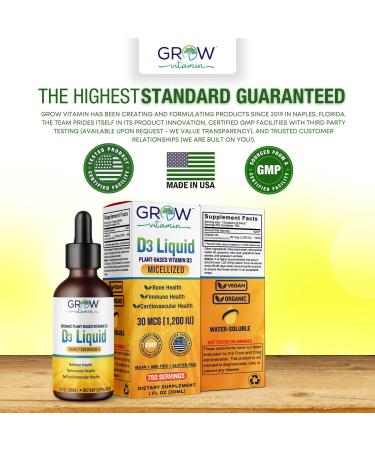Plant-Based Micellized D3 Liquid 1200 IU for Children & Adults | Highly Absorbable Vitamin D3 Supplement for Bone, Cardiovascular & Immune Health - 750 Servings - Buy Online on GoSupps.com
