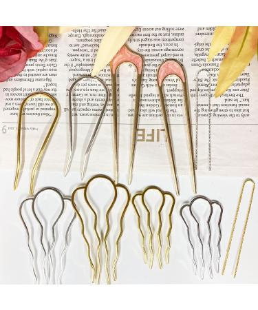 Qiuming 10-Piece Metal Hair Fork Clip Set - Stylish U-Form Comb for Women & Girls - Silver & Gold Hair Accessories - Buy Online on GoSupps.com