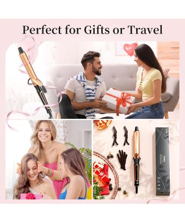 Svoky 32mm Tourmaline Ceramic Curling Tongs for Short to Long Hair - 1.25 Large Barrel Curling Iron with 5 Temp Settings, Dual Voltage - Champagne Gold - Buy Online on GoSupps.com