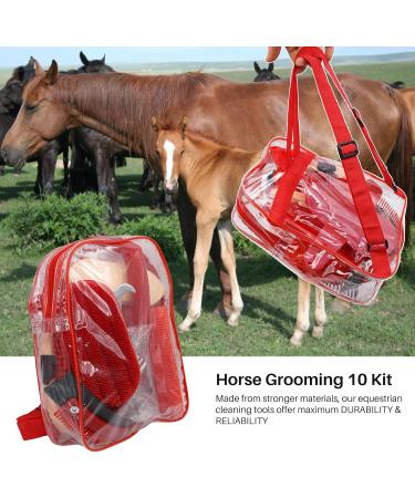 MUALROUS Horse Grooming Kit 10 Pcs Professional Horse Grooming Care Kit Equestrain Brush Curry Comb Horse - Buy Online on GoSupps.com