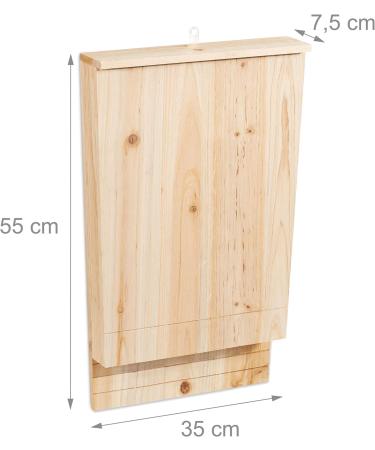 XL Bat Box Nesting Habitat | Solid Wood Garden Animal Shelter 55x35x7.5cm | Natural Untreated Wood - 10028879 - Buy Online on GoSupps.com