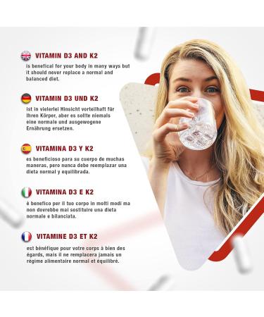 Vitamine D3 K2 MK7 1000 IU / 180 mcq - 100 Capsules (3+ mois) D sint gration Rapide avec Vit K comme la Menaquinone et Vit D comme la Poudre de Cholecalciferol - Buy Online on GoSupps.com