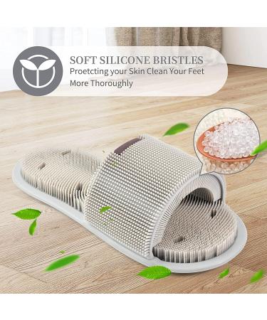 Buy Petalum Silicone Shower Massage Sandals - Non-Slip Foot Brush with Suction Cups for Deep Cleaning & Cornea Peeling - Gray One Size - Buy Online on GoSupps.com
