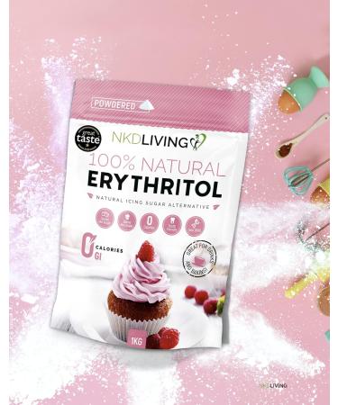NKD Living Powdered Erythritol 1kg - Zero Calorie Icing Sugar - Buy Online on GoSupps.com