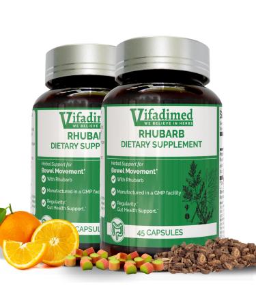 Rhubarb Gut Motility Assist for Bowel Movement and Regularity Constipation Relief Bloating & Gas Relief Mucus Production Activator Lining & Microbiome Support 90 Capsules Unflavoured 90 capsules