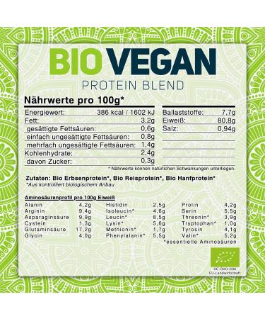 Vegji Bio Vegan Protein Blend 1000g - High Protein Pea Rice & Hemp | Natural Unsweetened Ingredients | 1 Pack - Buy Online on GoSupps.com