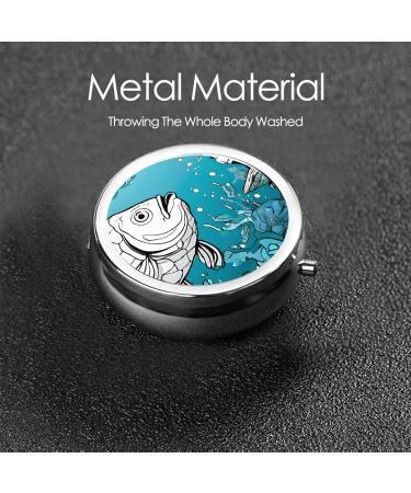 Big Fish Printed Mini Round Pill Box | 3 Compartment Travel Pill Organizer | Portable Medicine Case for Home & Office - International Shipping Available - Buy Online on GoSupps.com