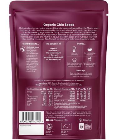 Naturya Organic Raw Chia Seeds 300g - Superfood Rich in Omega-3 & Fiber - Buy Online on GoSupps.com