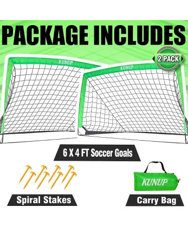 Kunup Kids Soccer Goals Set - 2 Portable 6x4FT Nets with Carrying Bag | Outdoor Indoor Backyard Soccer Practice - Buy Online on GoSupps.com