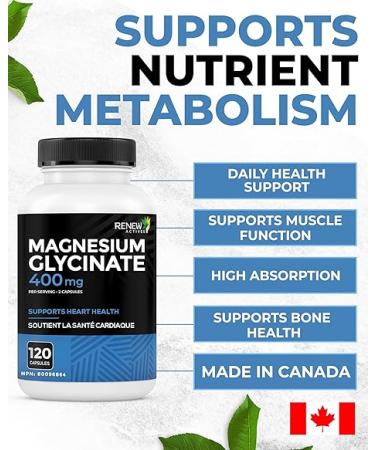 Renew Actives Magnesium Bisglycinate Supplement - 120 Capsules - Buy Online on GoSupps.com