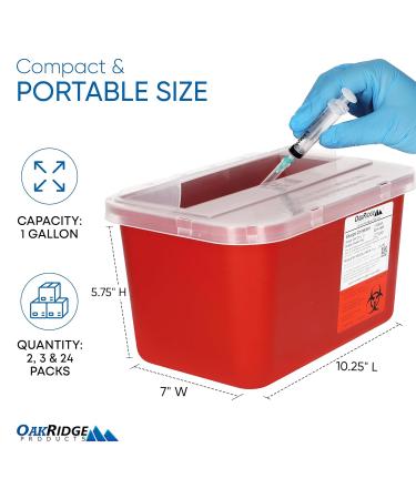 Oakridge Products One Gallon Sharps Containers with Pop Up Lid - 2 Pack - Buy Online on GoSupps.com