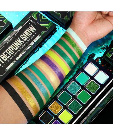  DE'LANCI DE'LANCI Green Eyeshadow Palette Blue Green Makeup Palette with Multichrome Glitter and Matte Finishes 12 Vibrant Colors Holographic Yellow Violet Highly Pigmented - Buy Online on GoSupps.com