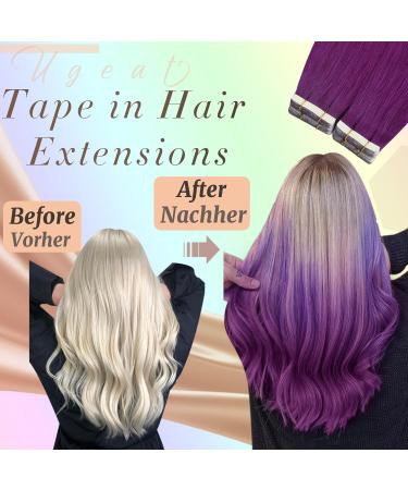 Ugeat 60cm Purple Tape In Hair Extensions - Real Hair 10 Pieces 25g #Violett - Shop Quality Hair Extensions for International Shipping - Buy Online on GoSupps.com
