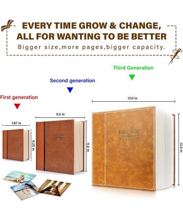 Safedealshop Magnetic Self-Stick Page Photo Album | Leather Cover | Holds Various Photo Sizes | Ideal for Anniversary, Wedding, Baby Growth & Family Memories | Bigger Brown - Buy Online on GoSupps.com