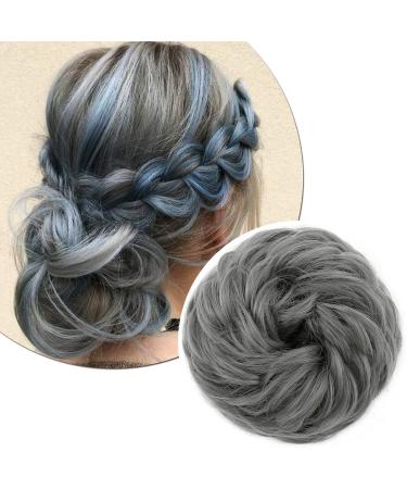 Silk-Co hair part with rubber band dutt with hair wavy soft dutt hair part with rubber band 45 g lured hair thickening hair extensions messy bun updos dark gray curly lured 45 g dark gray