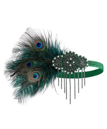 SWEETV Dark Green Rhinestone Flapper Headband - 1920s Great Gatsby Hair Accessories - Buy Online on GoSupps.com