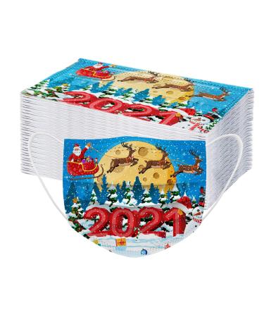 ZQP BEUU 40PCS Adult 2021 Happy New Year Disposable_Macks 3Layer Non-Woven Elastic Ear Loop Stylish Breathable Dustproof Disposable Face_Mack for Women Men Outdoor Indoor Sports Party