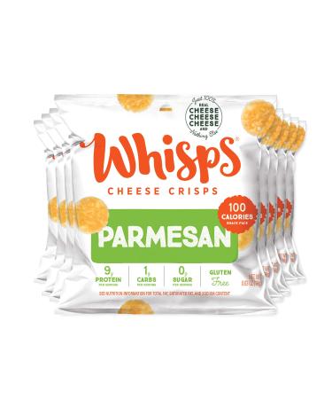 Whisps Parmesan Cheese Crisps Single Serve 8 Pack |Back to School Snack, Keto Snack, Gluten Free, Sugar Free, Low Carb, High Protein (8 x 0.63oz)