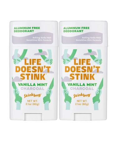 Natural Organic Deodorant Stick with Vanilla and Mint Coconut Oil and Activated Charcoal Aluminum Free Deodorant by Stinkbug Naturals Vanilla Mint 2-Pack