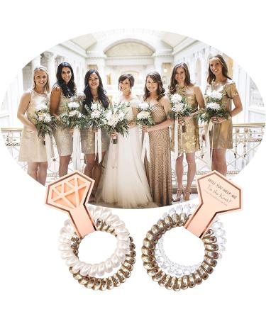 CUTERUI Gifted Bridesmaid Hair Ties - 8 Pack Champagne and White Coils for Bachelorette Party and Bride Tribe Favors - Buy Online on GoSupps.com