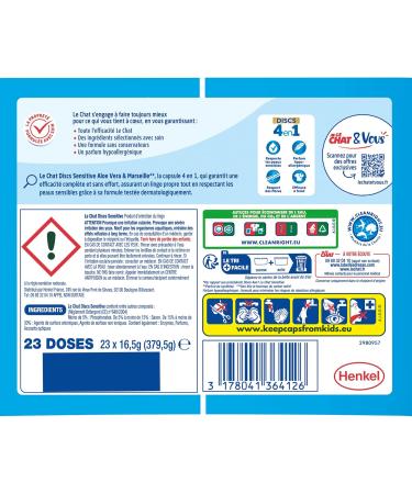 LE CHAT -Sensitive - 4in1 Disc -Marseille Soap & Aloe Vera - Respects Sensitive Skin -Preservative Free - Hyp Fragrance - Buy Online on GoSupps.com