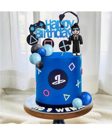 Video Game Cake Toppers Gamer Cake Decoration Game Controller Blue Black Ball Cake Toppers for Game Theme Party Man Boy Birthday Party Supplies (Style 1) - Buy Online on GoSupps.com
