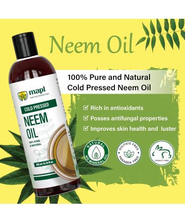MAPL Neem Oil - Organic Hair Care Oil for Dry Damaged Hair | Strengthens & Nourishes | Cold Pressed | 6.7 fl oz | Men & Women - Buy Online on GoSupps.com