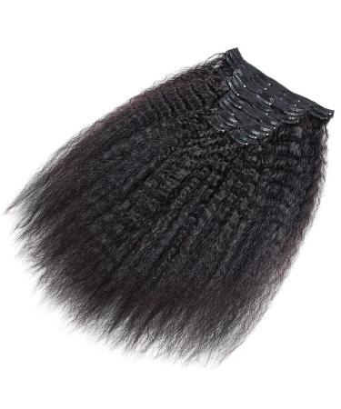 10A Italian Super 1B Natural Human Hair Kinky Straight Clip Ins for Black Women - 10Pc 120g 20inch - Buy Online on GoSupps.com