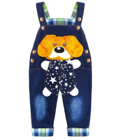 KIDSCOOL SPACE Baby Denim Overalls 3D Cute Cartoon Knitted Jean Dungarees 2-3 Years Blue-6032
