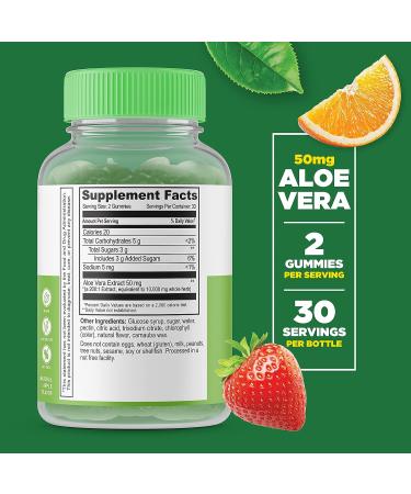 Lifeable Aloe Vera Supplement Gummies for Adults - 50mg - Natural Flavored, Gluten Free Vegan Formula - 60 Gummies - Buy Online on GoSupps.com
