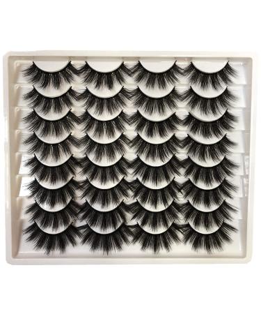 Gmagictobo Lashes False Eyelashes Fluffy Dramatic 20MM Faux Mink Lashes Pack 16 Pairs Wispy Long Thick Strip Eye Lashes Multipack 2 Styles of Fluffy Thick Lash Styles