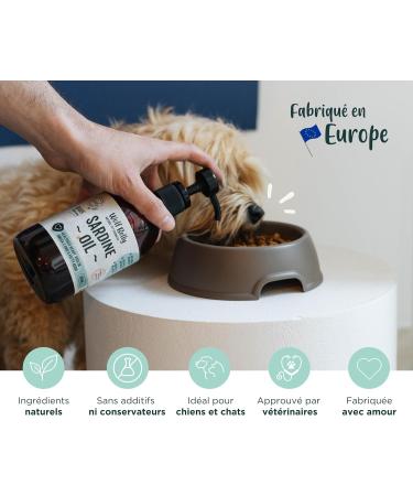 Wolf Belly - 100% Natural Sardine Oil for Dogs and Cats (500 ml) Rich in Omega 3 6 9 and Vitamin E Healthy Skin and Shiny Coat Strong Joints Healthy Immune System - Made in EU - Buy Online on GoSupps.com