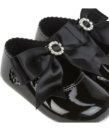 Baypods Baby Girls Soft Soled Pre Walker Shoes - Diamante Bow, Black Patent, Size 1 UK, Made in England - Buy Online on GoSupps.com