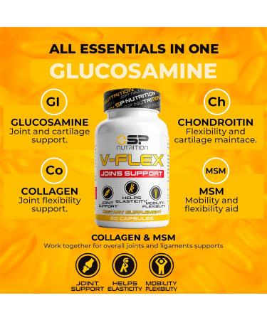 SP Nutrition V-Flex Advanced Joint Support Supplement with Glucosamine Chondroitin MSM Collagen & Hyaluronic Acid Supports Mobility & Flexibility 120 Capsules - Buy Online on GoSupps.com
