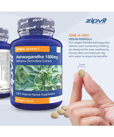 High Strength Ashwagandha Extract 1500mg - 90 Vegan Tablets for Stress Relief & Anxiety - Buy Online on GoSupps.com