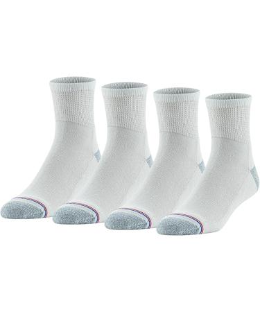 MediPeds Women's Casual Sock (Pack of 4) 3-8 White With Pink
