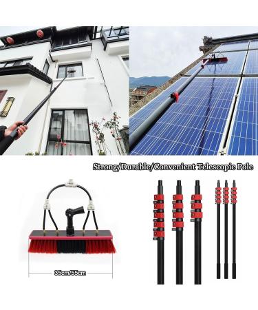 Window Cleaning Pole Water Fed Telescopic Brush Extendable Cleaner Conservatory Roof Suitable For Photovoltaic Panel Cleaning Windows Trucks 55cm Brush Head 12M/39FT - Buy Online on GoSupps.com