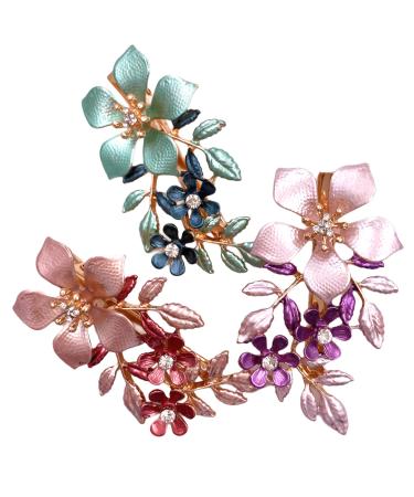 3PCS Large Flower Metal French Hair Styling Alligator Clips Accessories Women Girls