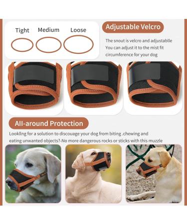 Heele Adjustable Dog Muzzle - Breathable & Safe for XS Brown Dogs | Prevent Biting Chewing & Barking - Ideal for Small & Medium Breeds - Buy Online on GoSupps.com