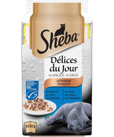 Sheba Delices du Day Fresh Pouches for Cats - 12x Selection of Fish in Sauce (50g) - Pack of 72 - International Shipping Available - Buy Online on GoSupps.com