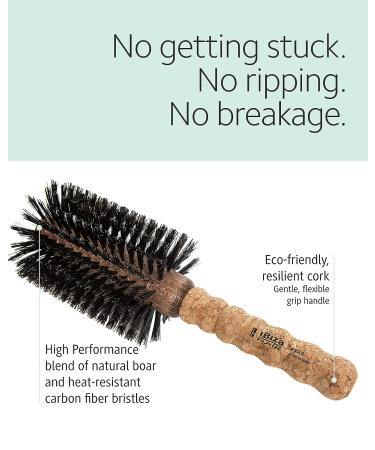 Ibiza Hair Professional Round Boar Hair Brush - Lightweight Cork Handle, Reinforced Bristles - Adds Texture & Shine for Medium to Long Hair - Buy Online on GoSupps.com