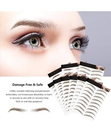 18 Sheets 180 Pairs 4D Hair-Like Eyebrow Tattoo Stickers - Waterproof Peel-Off Brow Transfers for Women - Brown - Buy Online on GoSupps.com