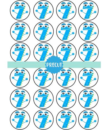 PRECUT Monster 7th Birthday Edible Cupcake Toppers - Monster Numbers Theme Premium Thickness SWEETENED VANILLA - wafer card disc cake decorations (Pack of 12) - Buy Online on GoSupps.com