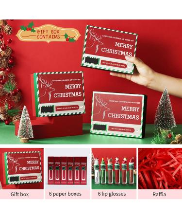 CHAKAE 6Pcs Christmas Colorful Lip Gloss Moisturizing Lipstick Nourishing Matte Tint Makeup Supplies - Buy Online on GoSupps.com