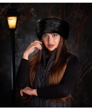 Futrzane Faux Fur Headband for Women - Stylish Black Fox Winter Accessory - Buy Online on GoSupps.com
